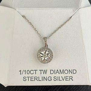 1/10CT TW Diamond Sterling Silver Necklace NWT